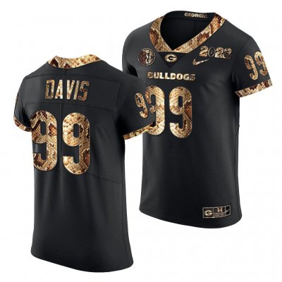 Georgia Bulldogs Jordan Davis Men's #99 Playoff 2022 Black Python Skin Football NCAA Jersey 2406WTFM8