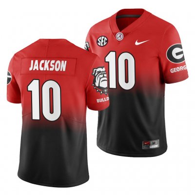 Georgia Bulldogs Kearis Jackson Men's #10 2019 Color Crash Black Gradient Red Football NCAA Jersey 2406WAWF5