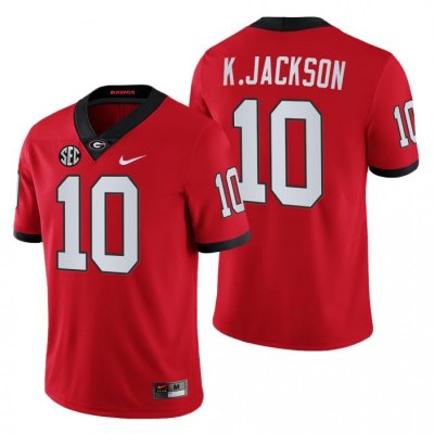 Georgia Bulldogs Kearis Jackson Men's #10 Red Block Number Font 2022 Chick-fil-A Football NCAA Jersey 2406QDLL5