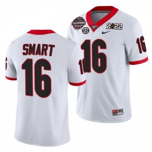 Georgia Bulldogs Kirby Smart Men's #16 CFP 2021 Honor Coah National Champions White Football NCAA Jersey 2406AZET4