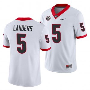 Georgia Bulldogs Matthew Landers Men's #5 Away White Game Football NCAA Jersey 2406DEVQ2