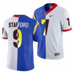 Georgia Bulldogs Matthew Stafford Men's #7 LVI X LA Rams Super Bowl Royal White Dual Teams Split Football NCAA Jersey 2406HUUQ6