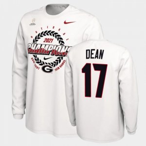 Georgia Bulldogs Nakobe Dean Men's #17 White 2021 National Champions Football NCAA T-Shirt 2406TDAB5