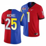 Georgia Bulldogs Sony Michel Men's #1 LVI X LA Rams Super Bowl Royal Red Dual Teams Split Football NCAA Jersey 2406RQVA8