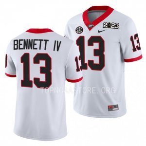 Georgia Bulldogs Stetson Bennett Men's #13 White 2023 National Championship Playoff Football NCAA Jersey 2406OUFA2