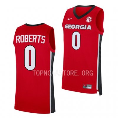 Georgia Bulldogs Terry Roberts Men's #0 Replica Red Away 2022-23 Basketball NCAA Jersey 2406WCXN6