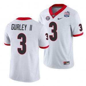 Georgia Bulldogs Todd Gurley II Men's #3 White 2021 Peach Bowl Football NCAA Jersey 2406PMBU0