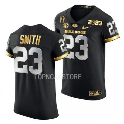 Georgia Bulldogs Tykee Smith Men's #23 Black 2X CFBPlayoff National Champions Limited Golden Football NCAA Jersey 2406GEXZ7