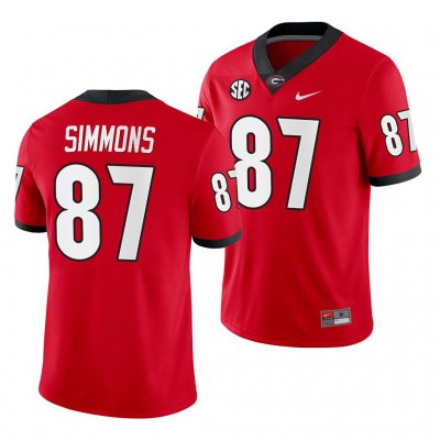 Georgia Bulldogs Tyler Simmons Men's #87 Home Red Game Football NCAA Jersey 2406EAIL0