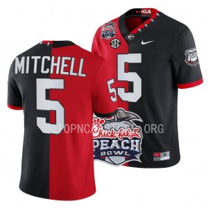 Georgia Bulldogs Adonai Mitchell Men's #5 Split 2022 Peach Bowl Black Red Football NCAA Jersey 2406FXRC3