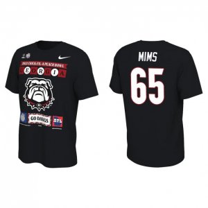 Georgia Bulldogs Amarius Mims Men's #65 Playoff Black Illustrated 2022 Peach Bowl Football NCAA T-Shirt 2406XYQF6