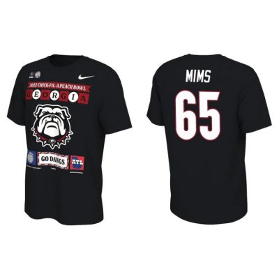 Georgia Bulldogs Amarius Mims Men's #65 Playoff Black Illustrated 2022 Peach Bowl Football NCAA T-Shirt 2406XYQF6