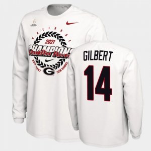 Georgia Bulldogs Arik Gilbert Men's #14 White 2021 National Champions Football NCAA T-Shirt 2406QLYX6