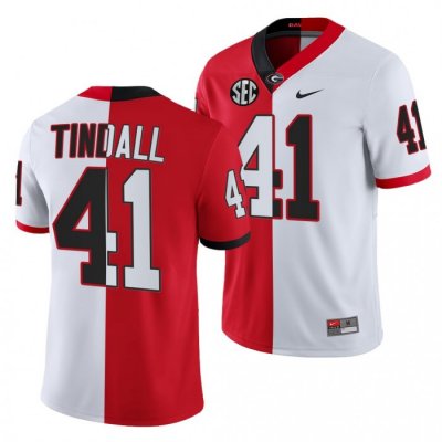 Georgia Bulldogs Channing Tindall Men's #41 Split Edition 2021-22 White Red Football NCAA Jersey 2406YWVZ7