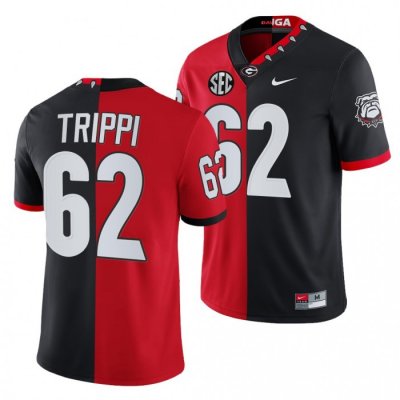 Georgia Bulldogs Charley Trippi Men's #62 100th Season Split Edition Alumni NFL Black Red Football NCAA Jersey 2406TZOQ7