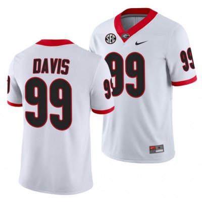 Georgia Bulldogs Jordan Davis Men's #99 White Football NCAA Jersey 2406RBJO4