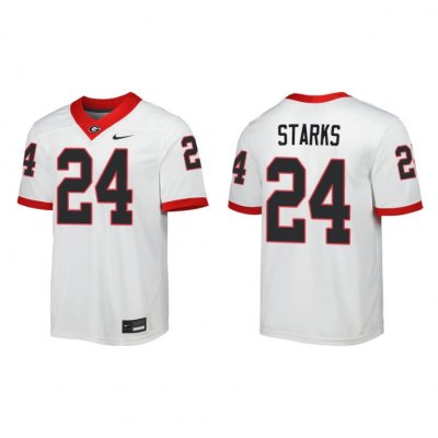 Georgia Bulldogs Malaki Starks Men's #24 Game Away White Football NCAA Jersey 2406CYCI8