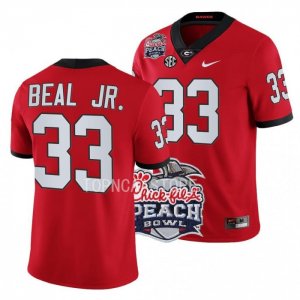 Georgia Bulldogs Robert Beal Jr. Men's #33 Red 2022 Peach Bowl Playoff Football NCAA Jersey 2406IBYA4