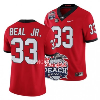 Georgia Bulldogs Robert Beal Jr. Men's #33 Red 2022 Peach Bowl Playoff Football NCAA Jersey 2406IBYA4