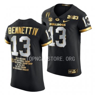 Georgia Bulldogs Stetson Bennett Men's #13 Black 2X CFBPlayoff National Champions Golden GOAT Football NCAA Jersey 2406PCMC5