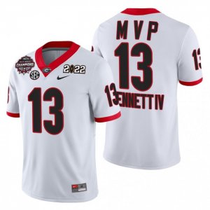 Georgia Bulldogs Stetson Bennett Men's #13 CFP 2021-22 MVP National Champions White Football NCAA Jersey 2406QCNK5