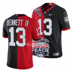 Georgia Bulldogs Stetson Bennett Men's #13 Split 2022 Peach Bowl Black Red Football NCAA Jersey 2406EHKF1