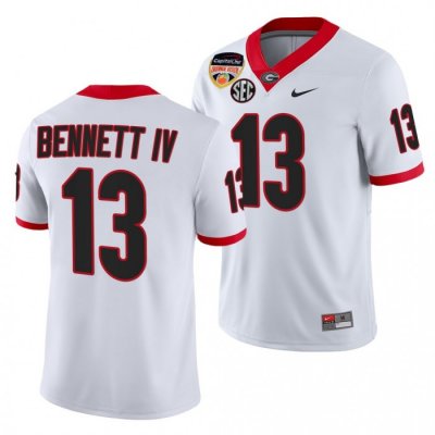 Georgia Bulldogs Stetson Bennett Men's #13 White 2021 Orange Bowl 100th Anniversary Football NCAA Jersey 2406MGDX6