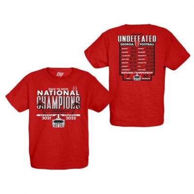 Georgia Bulldogs Youth Playoff Blue 84 Schedule 2022 National Champions Red Football NCAA T-Shirt 2406UQTS4