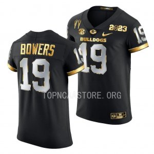 Georgia Bulldogs Brock Bowers Men's #19 Black 2X CFBPlayoff National Champions Limited Golden Football NCAA Jersey 2406DALK6