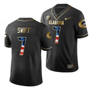 Georgia Bulldogs D'Andre Swift Men's #7 Stars And Stripes 2019 Limited Black Golden Edition Football NCAA Jersey 2406SCFO1