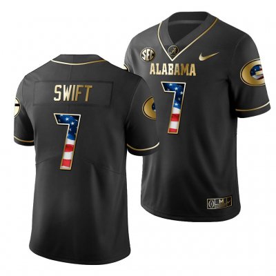 Georgia Bulldogs D'Andre Swift Men's #7 Stars And Stripes 2019 Limited Black Golden Edition Football NCAA Jersey 2406SCFO1