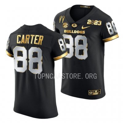 Georgia Bulldogs Jalen Carter Men's #88 Black 2X CFBPlayoff National Champions Limited Golden Football NCAA Jersey 2406VHON2