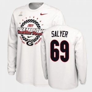 Georgia Bulldogs Jamaree Salyer Men's #69 White 2021 National Champions Football NCAA T-Shirt 2406QNUL2