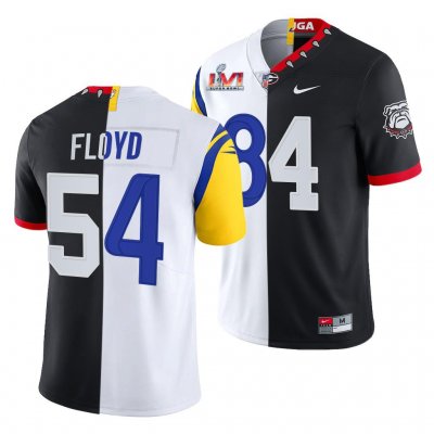 Georgia Bulldogs Leonard Floyd Men's #84 LVI X LA Rams Super Bowl White Black Dual Teams Split Football NCAA Jersey 2406NGQU4