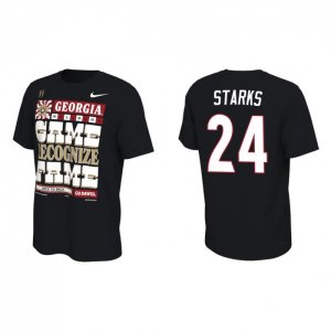 Georgia Bulldogs Malaki Starks Men's #24 2022 National Champions Playoff Black Locker Room Football NCAA T-Shirt 2406ZIQU7