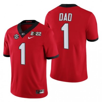 Georgia Bulldogs Number Men's #1 Red Greatest Dad 2022 Fathers Day Gift Football NCAA Jersey 2406QOXW4