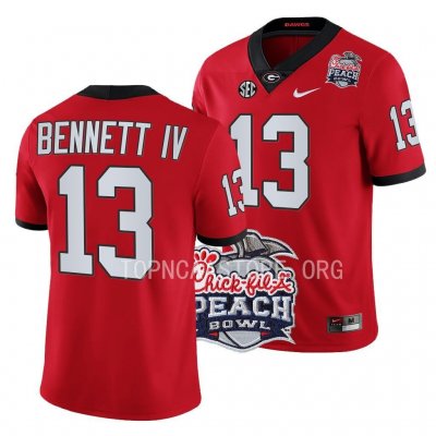 Georgia Bulldogs Stetson Bennett Men's #13 Red 2022 Peach Bowl Playoff Football NCAA Jersey 2406OPUT6