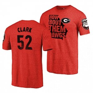 Georgia Bulldogs Tyler Clark Men's #52 town Classic Home Red Tri-Blend Football NCAA T-Shirt 2406OTJF2