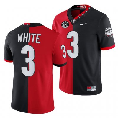 Georgia Bulldogs Zamir White Men's #3 Black Red Split Edition Mascot 2021-22 100th Anniversary Football NCAA Jersey 2406GILR1