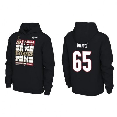 Georgia Bulldogs Amarius Mims Men's #65 2022 National Champions Playoff Pullover Locker Room Black Football NCAA Hoodie 2406AJTW0