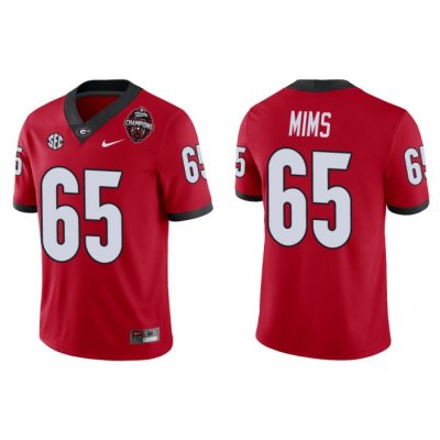 Georgia Bulldogs Amarius Mims Men's #65 2022 National Champions Playoff Red Game Football NCAA Jersey 2406CONM6