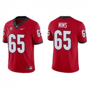 Georgia Bulldogs Amarius Mims Men's #65 Red Game Football NCAA Jersey 2406KCJR4