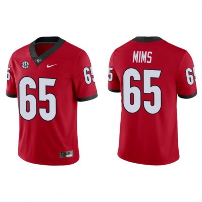 Georgia Bulldogs Amarius Mims Men's #65 Red Game Football NCAA Jersey 2406KCJR4