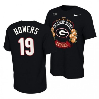 Georgia Bulldogs Brock Bowers Men's #19 Locker Room 2021 Orange Bowl Black Football NCAA T-Shirt 2406OPAX8