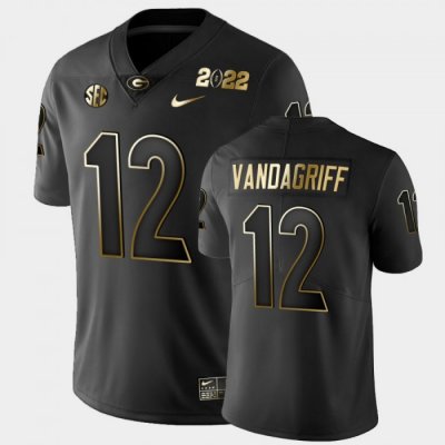 Georgia Bulldogs Brock Vandagriff Men's #12 Golden Black 2021 National Champions Football NCAA Jersey 2406JZWZ8