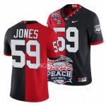 Georgia Bulldogs Broderick Jones Men's #59 Split 2022 Peach Bowl Black Red Football NCAA Jersey 2406TDGJ8