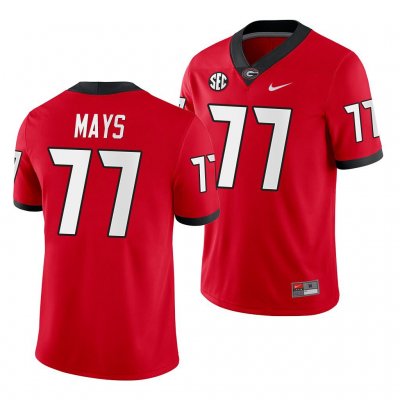 Georgia Bulldogs Cade Mays Men's #77 Home Red Game Football NCAA Jersey 2406KTVD0