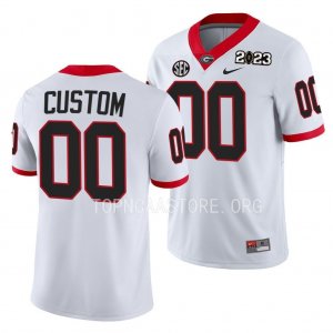 Georgia Bulldogs Custom Men's #00 White 2023 National Championship Playoff Football NCAA Jersey 2406CQHI0