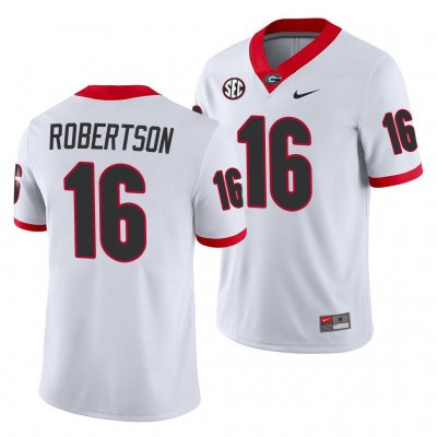 Georgia Bulldogs Demetris Robertson Men's #16 Away White Game Football NCAA Jersey 2406CNDI6