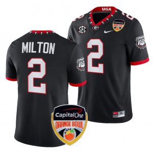 Georgia Bulldogs Kendall Milton Men's #2 Black 2023 Orange Bowl Playoff Football NCAA Jersey 2406WKWV8